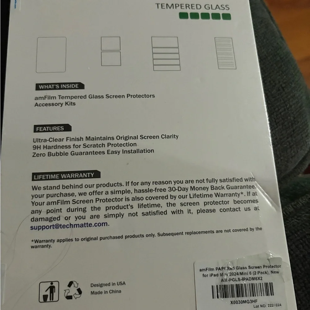 amFilm Tempered Glass Screen Protector For iPad Mini 6